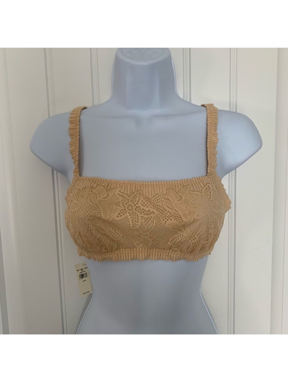 Textured Lace Bralette Top in Camel